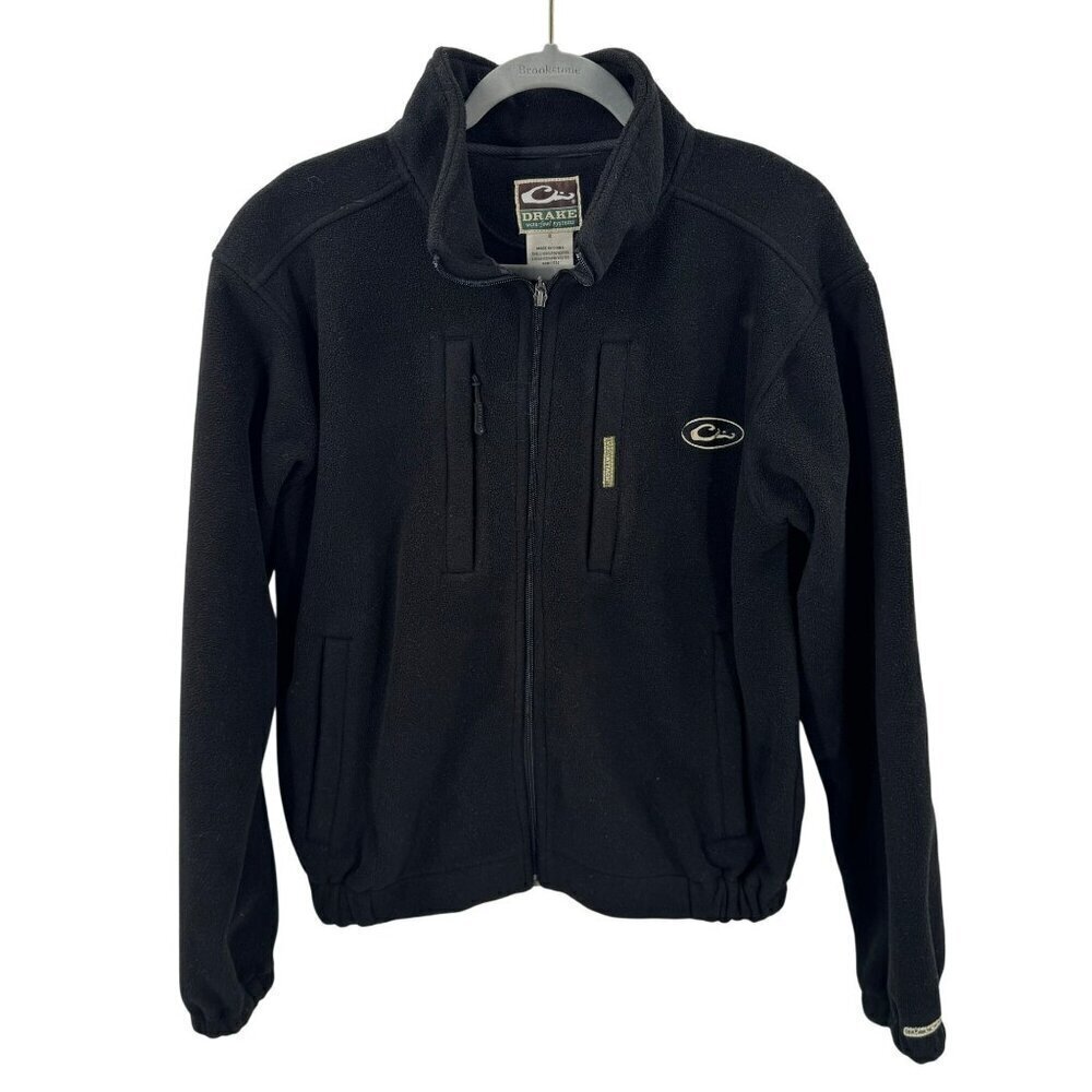 Drake Waterfowl Systems Black Fleece Jacket Mens S With Zippered Pockets